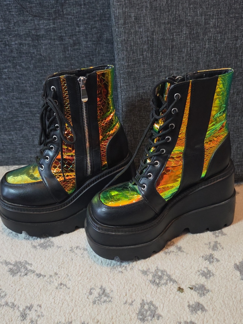 Radio" Holographic Platform Ankle Boots (Model: JAY88111-1 RADIO).